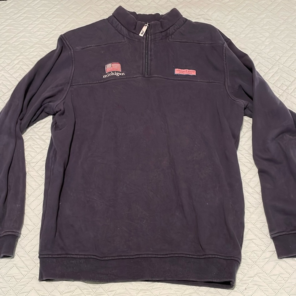 Vineyard Vines Michigan Embroidered Quarter Zip Size M